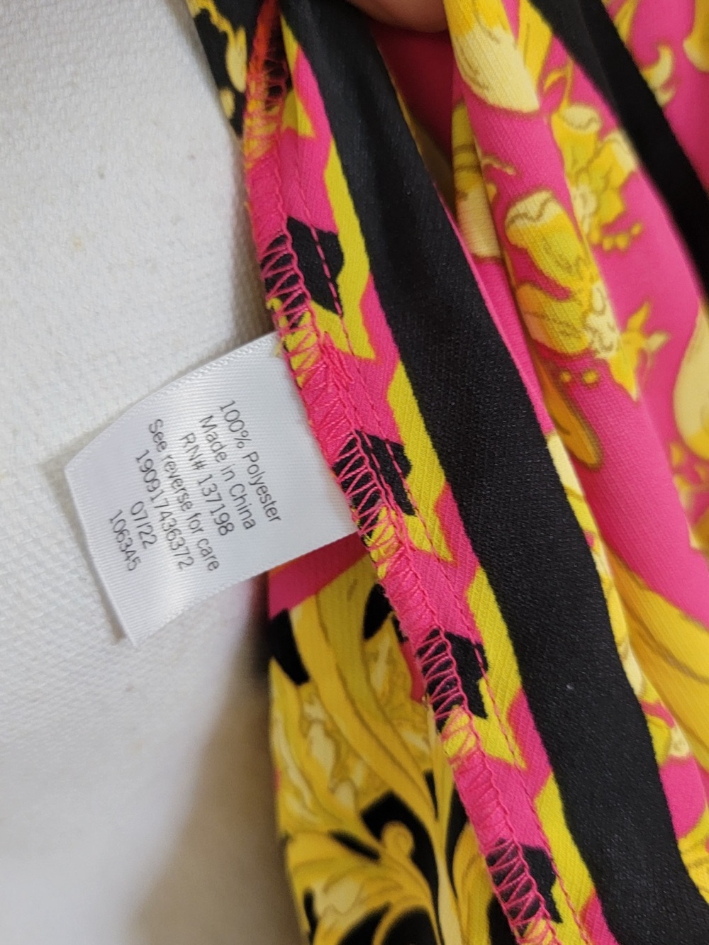 EUC Long Sleeve Pink & Gold Print Tie-Waist Dress - Picture 11 of 13